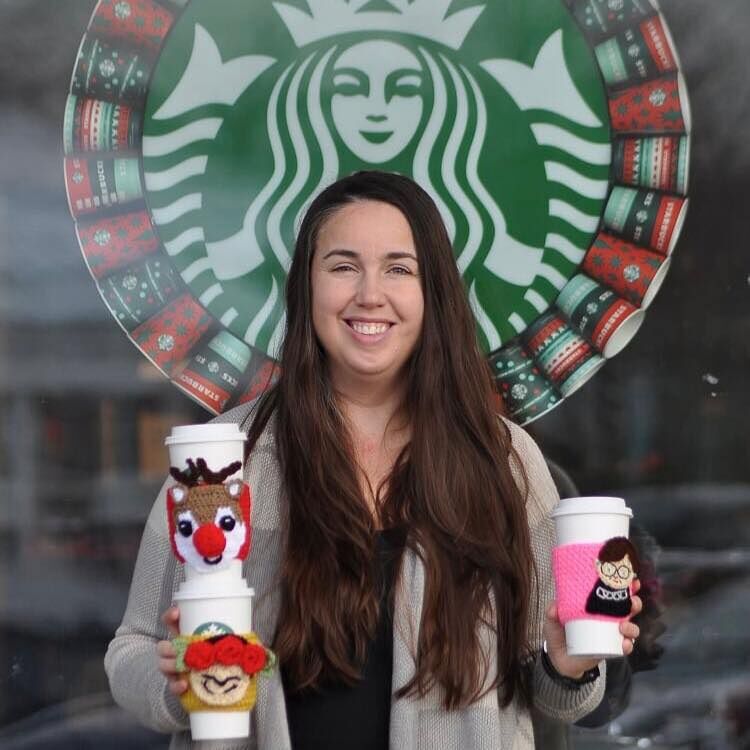 Ashburn mother spreads joy with colorful crocheted coffee sleeves